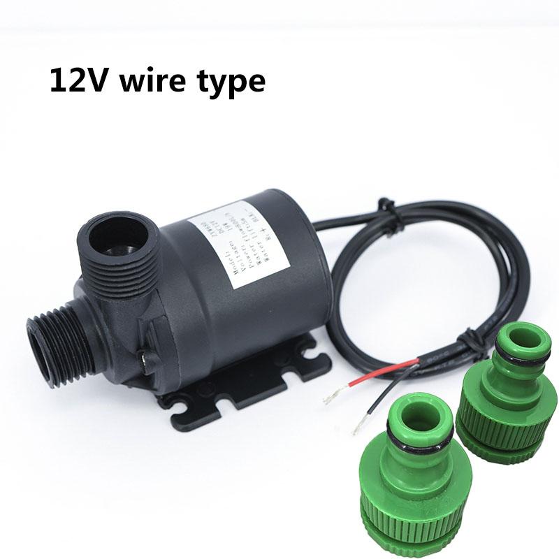 DC 12V 24V High Voltage Ultra-quiet Solar Water Pump Lift 5M 800L/H Brushless Motor Submersible 2pin Wire Circulating Connector