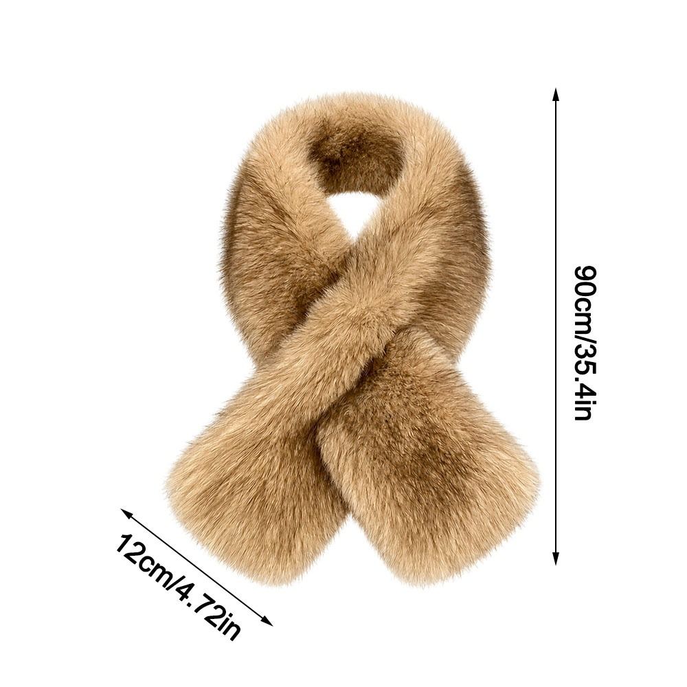 Soft Plush Cross Collar Scarf Pull Through Winter Fur Collar Plush Neck Scarf Cold Weather Wear