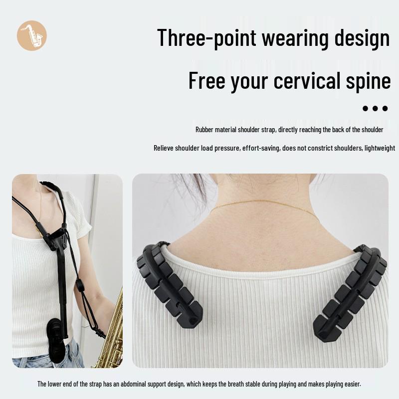 Bonmusica Saxophone Dual Shoulder Strap for Soprano, Alto, Tenor - Swiss Style for Children & Adults