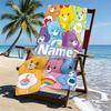 Custom Name Personalized Care Bears Print Beach Towel, for Trip Camping Beach Party Home Decor, Birthday Gift for Family & Friends