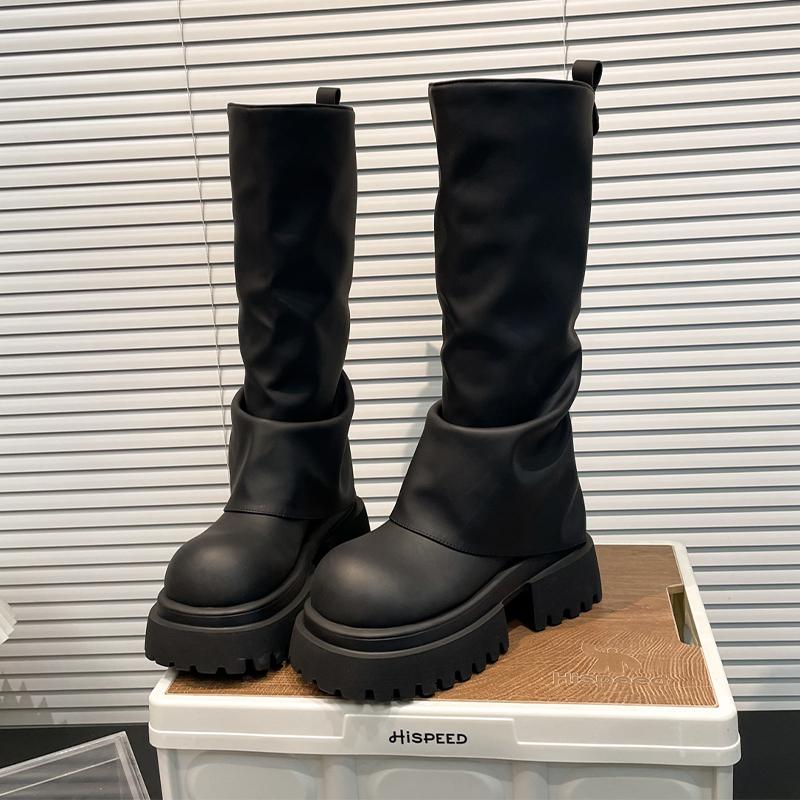 

Женские ботинки на плоской платформе, высокие ботинки, дизайнерское платье, новая зимняя обувь, модные ботинки Челси 2025, повседневный спортивный бренд, готические ботинки для женщин 40