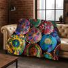 Bunte Körbe Mandala Böhmen Flanelldecke Weiche Warme Decke für Schlafzimmer Zimmer Wohnzimmer Büro Reise Camping Picknick