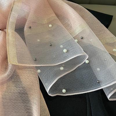 Sciarpa con perline da 190 cm realizzata in caldo materiale di seta autunno e inverno per donna
