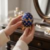 Compact Enamel Jewelry Box Zinc Alloy Hinged Jewelry Box Egg Trinket Box  Vanity Table Decor