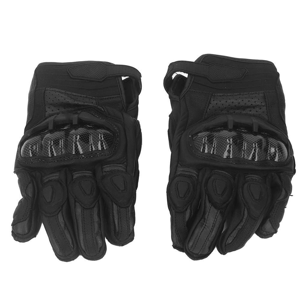 Motorcycle Riding Gloves PU Leather Windproof Waterproof Warm Keeping Breathable Hard Knuckle Gloves Black M