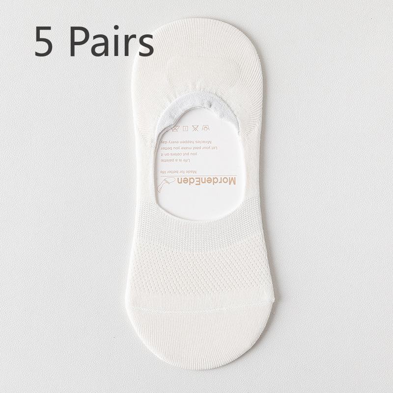 5 Pairs of Men's Summer Thin Cotton Odor-proof Invisible Non Slip Cotton Socks
