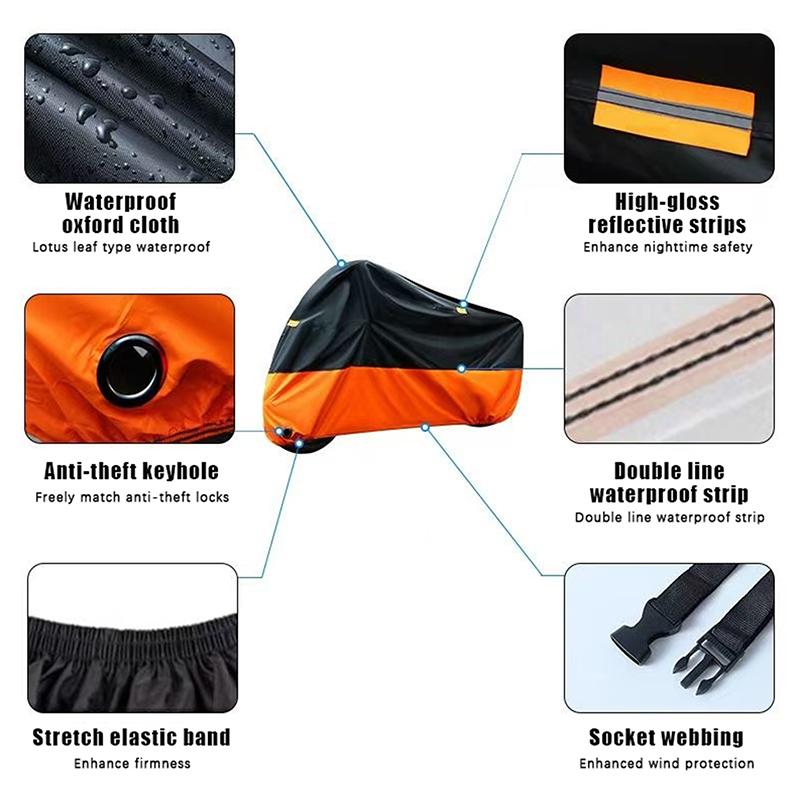 Universal Cod Waterproof Motorcycle Cover 4 Layers Thickened Rainproof Sunproof With Lock Holes Outdoor Protection Motor Cover