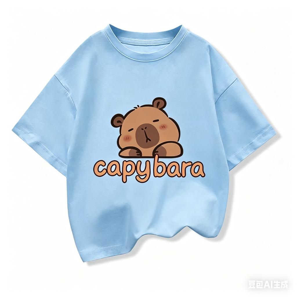 Capybara Print Cotton T Shirt For Kids Boy 312Years Anime Cute Capibara Shortsleeved Tees Tops Tshirt Y2k Girl Clothes