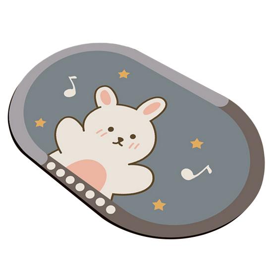 Cartoon Oval Bath Mat for Bathroom Non Slip Diatomaceous Floor Mat Super Absorbent Bathroom Rug Fit Under Door Quick Dry Floor Mat