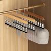 Portable 10 Clips Wooden Yoga Pants Hangers Legging Organizer for Closet Holds 10 Leggings Jeans Hats Shorts Socks 360 Rotating
