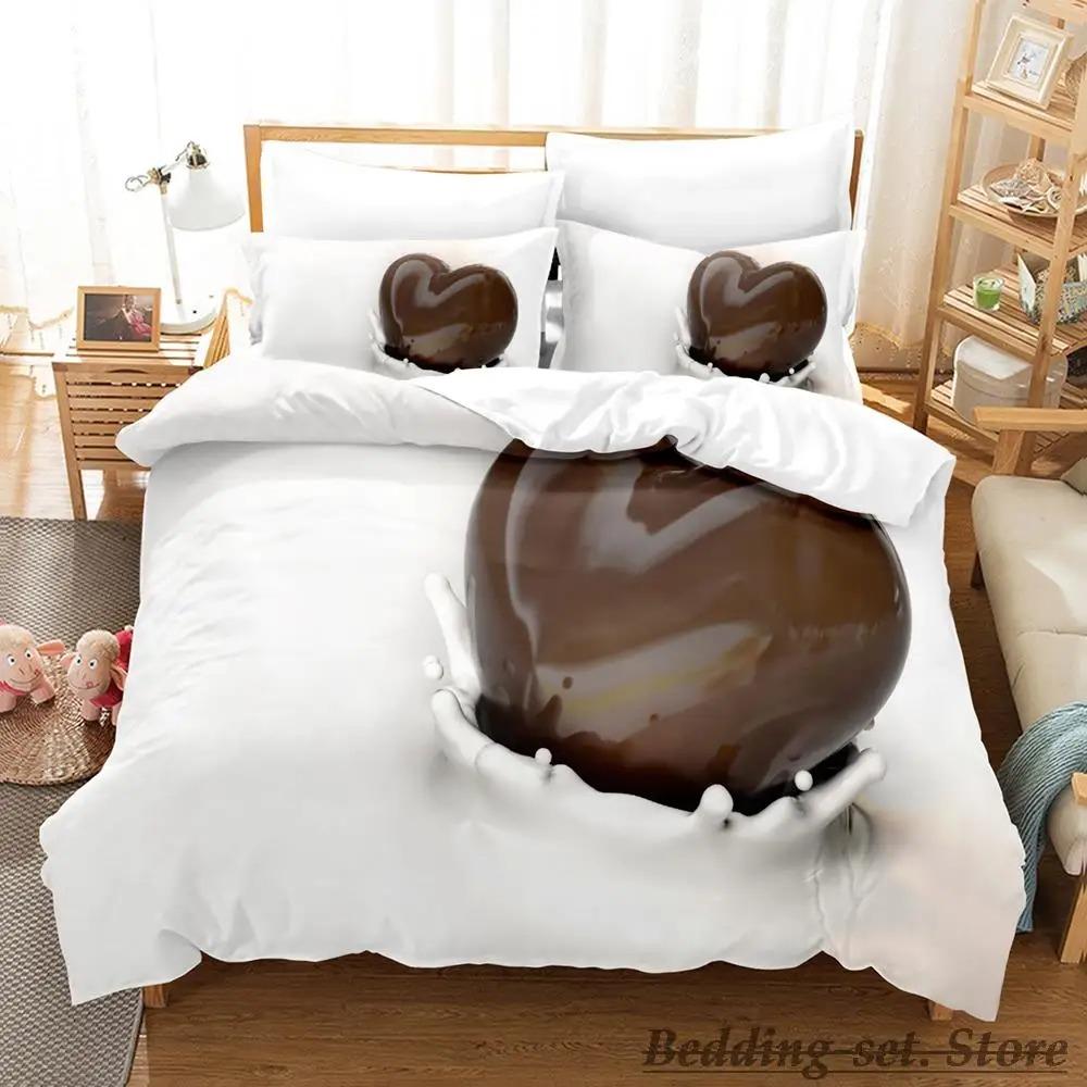 Chocolate Pattern Bedding Set Single Twin Full Queen King Size Anime Duvet Cover for Adult Kid Bedroom