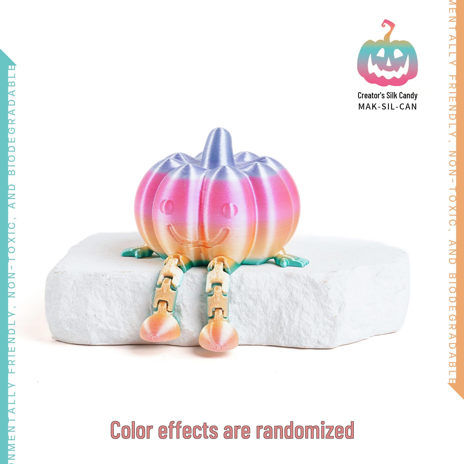 

3D Printed Movable Skeleton Pumpkin Figurine - Creative Halloween Decoration and Collectible Gift