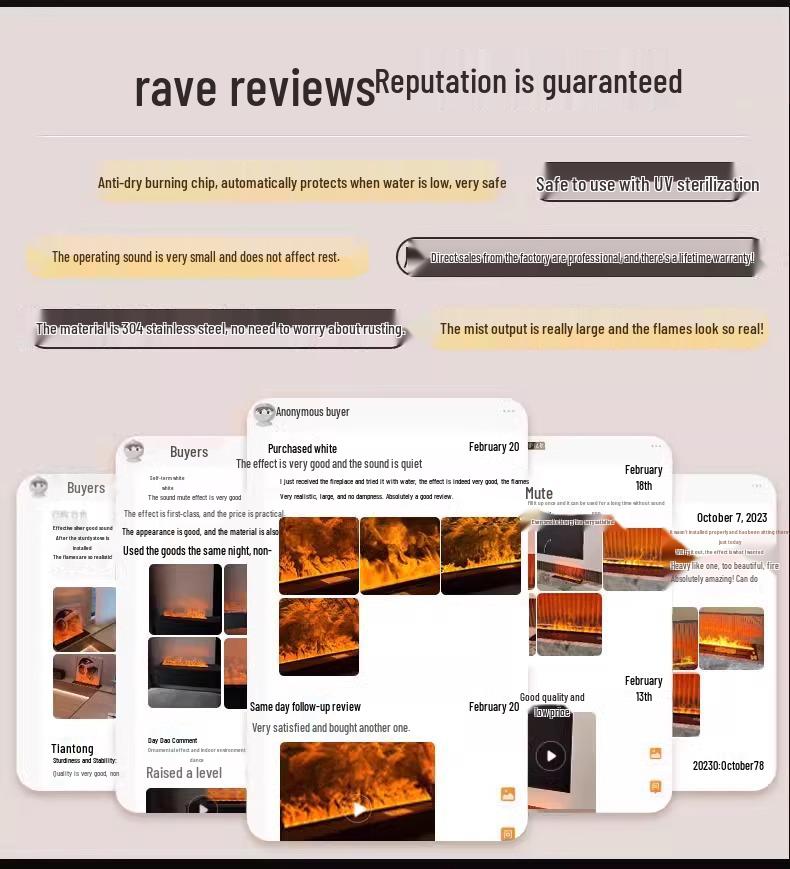 Nordic Style 3D Atomizing Electronic Fireplace with Built-in Humidifier