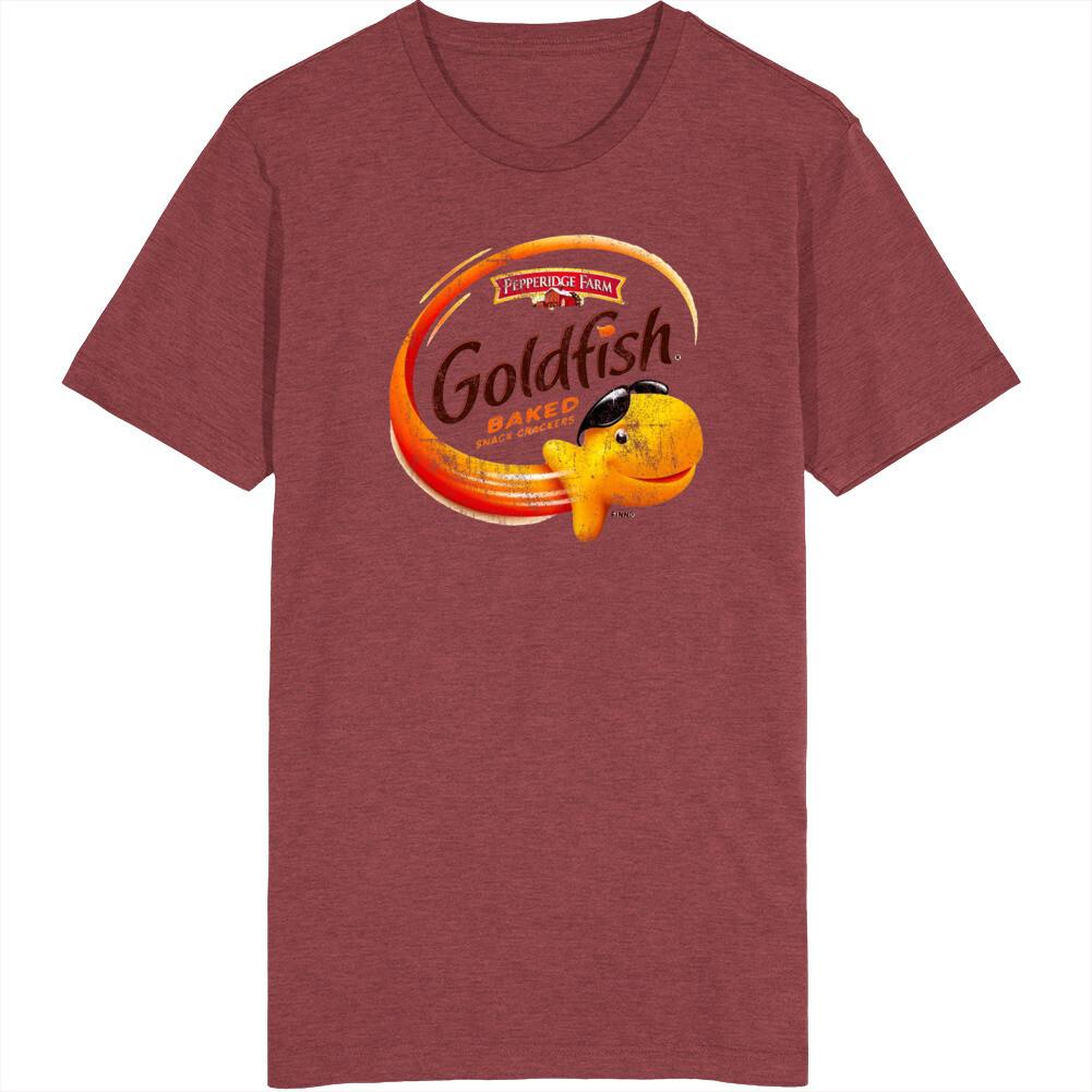 

Goldfish Baked Snack Crackers Pepperidge Farm Distressed Logo Vintage T Shirt Mens Womens Tees Top S