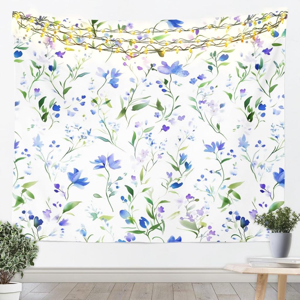 Butterfly Tapestry Glitter Diamonds Print Wall Art Luxury Elegant Blue Wall Hanging Blanket for Living Room Bedroom Home Decor