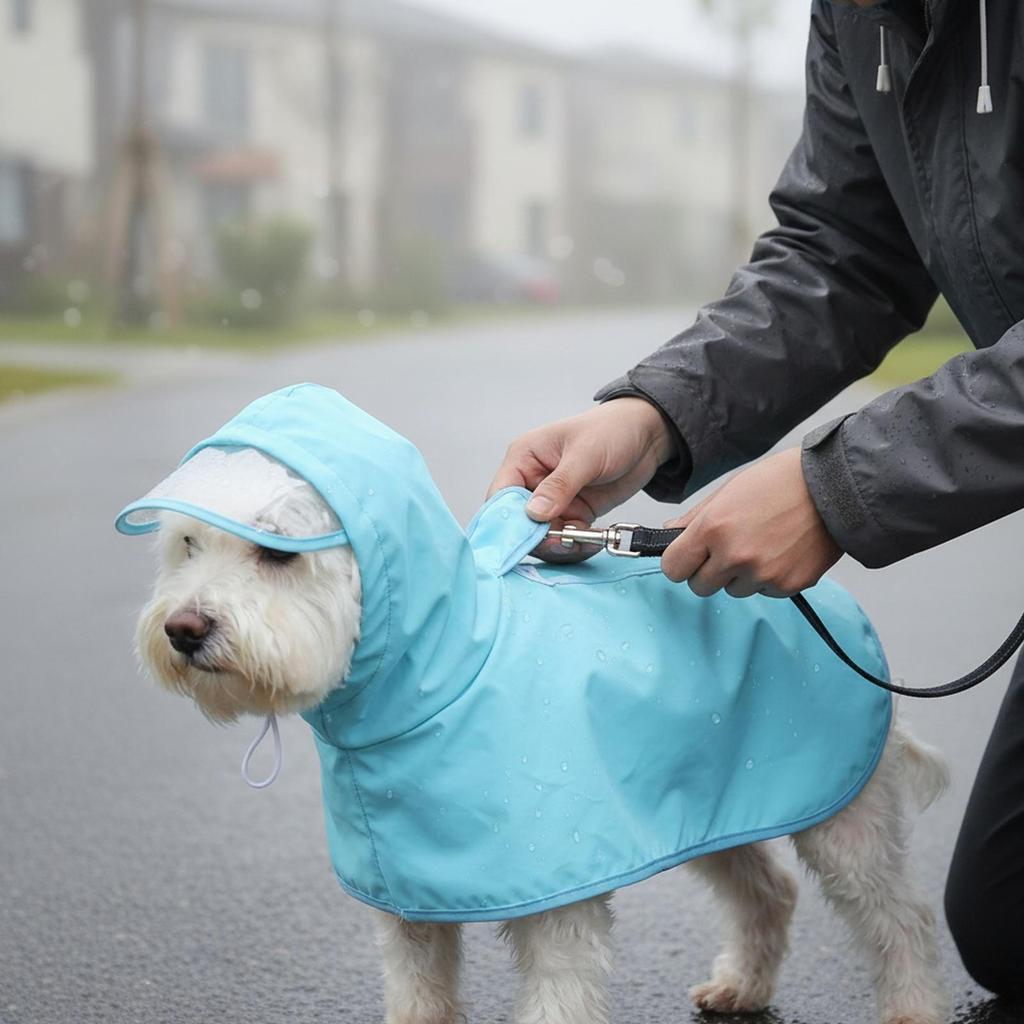 Breathable Adjustable Hooded Raincoat, Waterproof Jacket for Puppy Medium Dogs