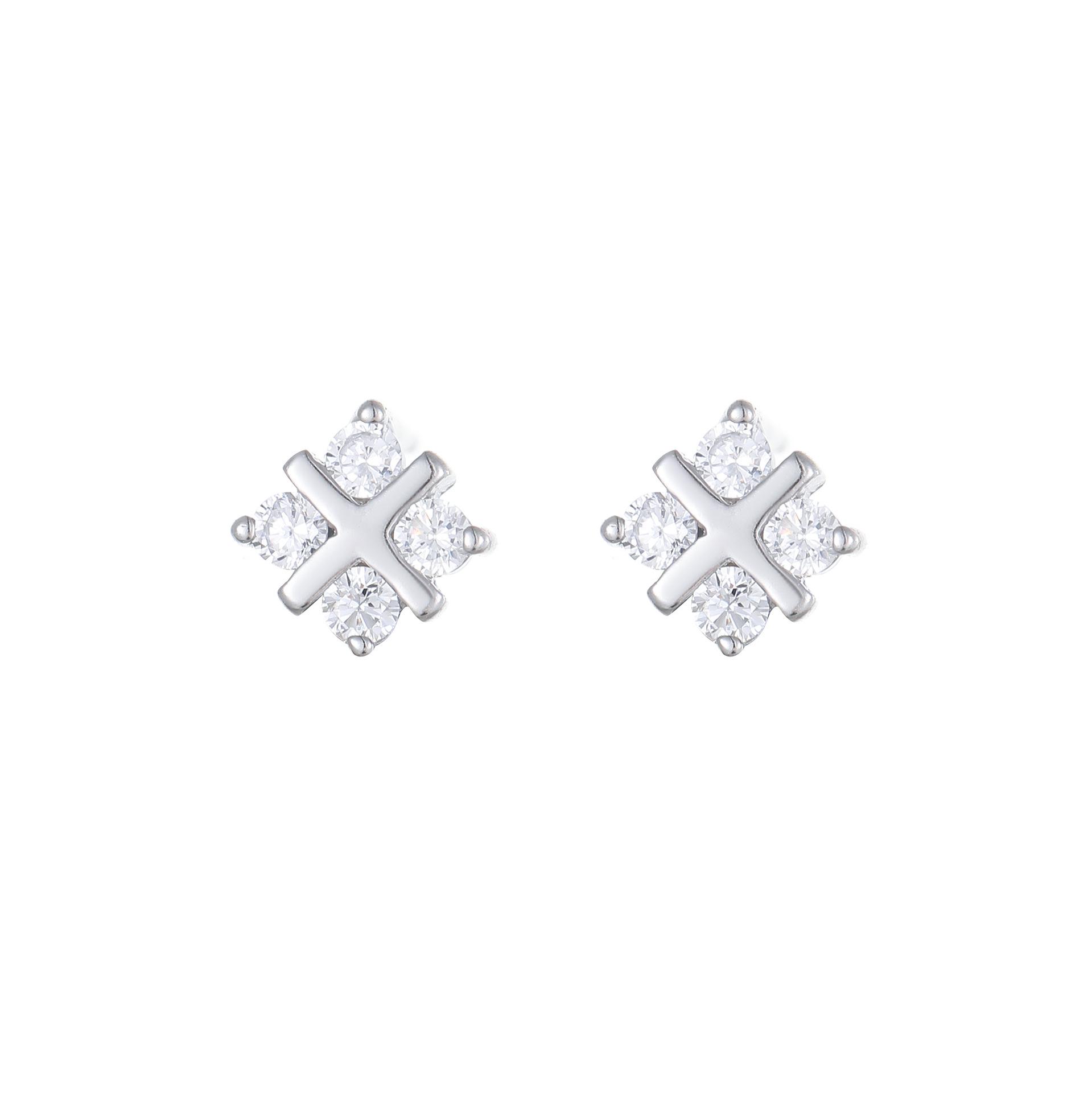 

18K Gold-Plated S925 Sterling Silver Stud Earrings - Rhombus, Cross, Floral Design for Women, Niche Style S925 Silver