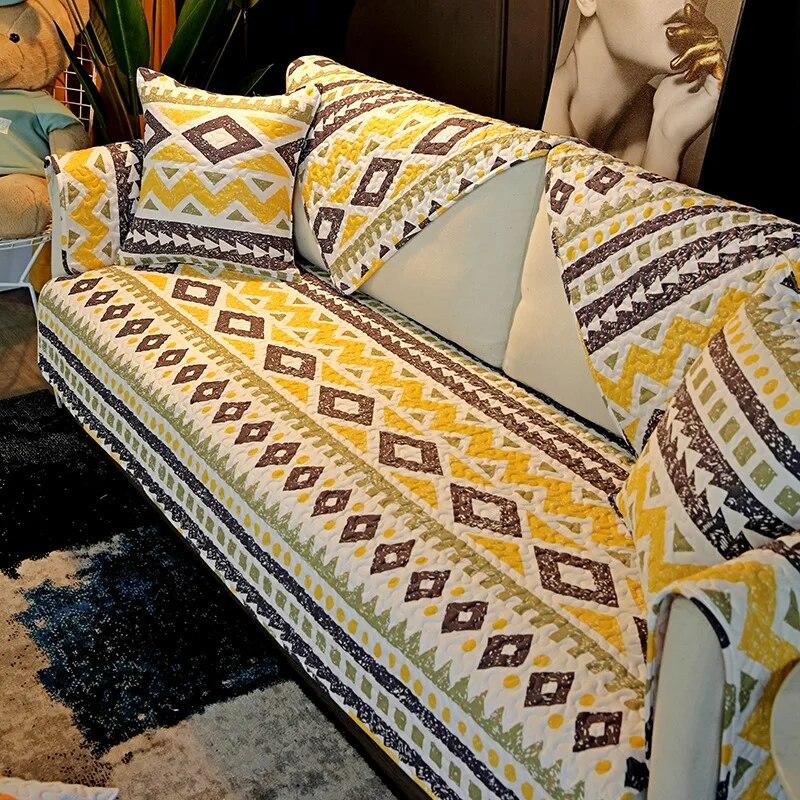 

Simple Striped Sofa Cover Cotton Fabric Non-slip L-shaped Sofa Towel Seat Cushion Pillowcase for Living Room Decor 70x70cm 1pcs