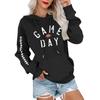 Women's Fashionable, Casual, Comfortable Round-neck, Hooded, Long-sleeved, Rugby-print Warm Sweater