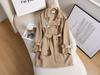 Women's Petite Khaki Trench Coat - British & Korean Style for Autumn/Spring 2025