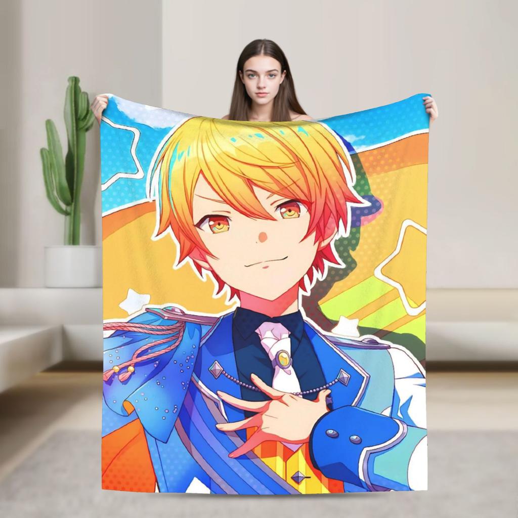 Tsukasa Tenma Flannel Blankets  Warm Bedding Throws for Couch Bed Travel Funny Bedspread Sofa Bed Cover