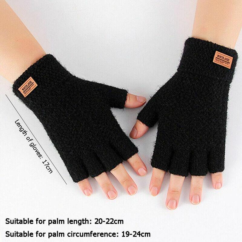 Winter Fingerless Gloves For Women Men Thick Elastic Knitted Alpaca Wool Warm Half Finger Mittens Outdoor Driving Gloves Unisex