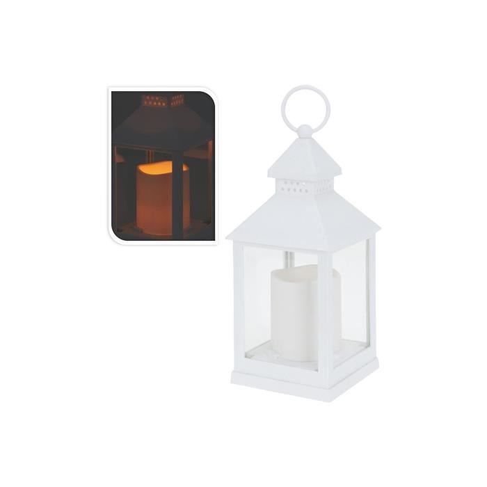 Lanterne À Bougie Led - GENERIQUE - 10.5x10.5x23cm - Blanc - Décoratif - Mixte