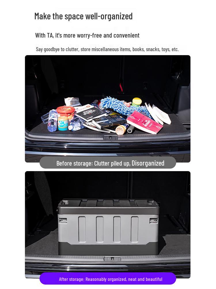 Vehicle Trunk Organizer: Car Interior Storage Box and Tail Box Case for Practical Item Collection.