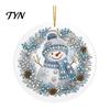 Festive Winter Party Favors Christmas Acrylic Hanging Ornament, Double Side Printed Santa Pendant for Tree Window, Office Holiday Ornaments