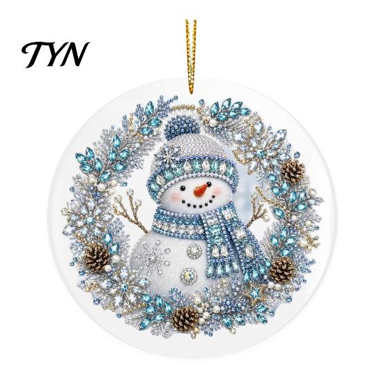 Festive Winter Party Favors Christmas Acrylic Hanging Ornament, Double Side Printed Santa Pendant for Tree Window, Office Holiday Ornaments