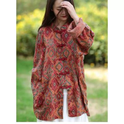 Spring and Summer Ethnic Style Shirt Coat Printing Women's Shirt New Chinese Loose Button Sunscreen Coat China-Chic Long Sleeve Blouse