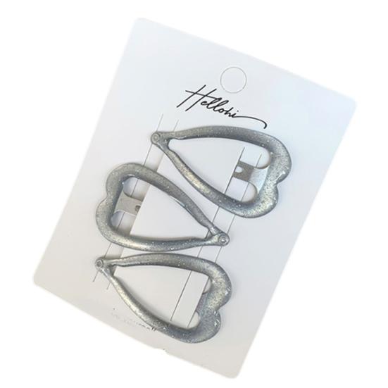 

3Pcs Girl Hairpin Metal Base Stars Rectangles Water Drops BB Clip with Scallion Powder Technology Hair Accessories E