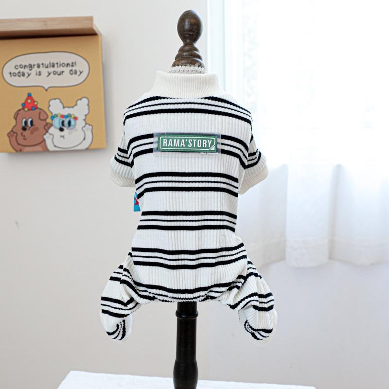 Pet circle, pet clothes, dog and cat clothing, clothing, one-piece black and white strip home clothes