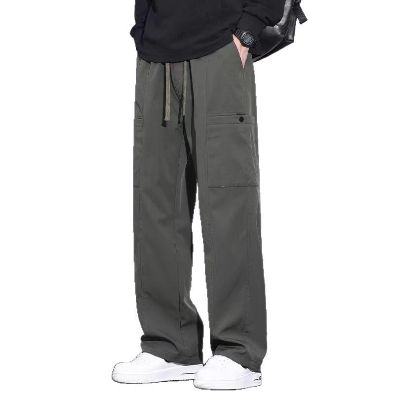 Army Green Overalls Men's Multi-pocket Spring Pants Men's Retro Straight-leg Pants