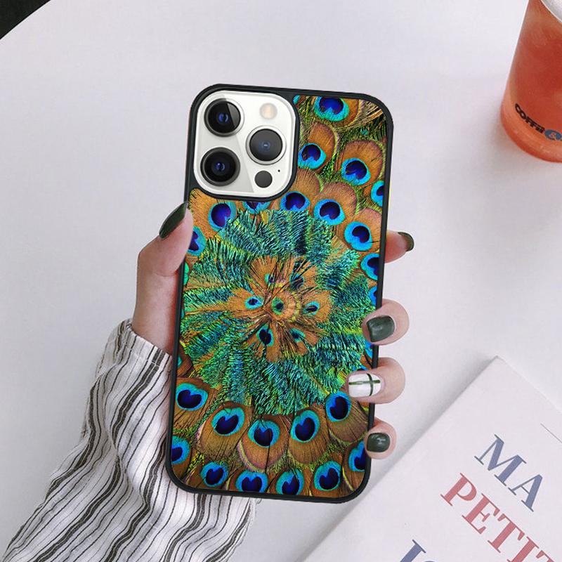 Bird Peacock Feather Phone Case For iPhone 17 Air 14 13 12 16Pro Max 15 Plus Max Cover Shell coque