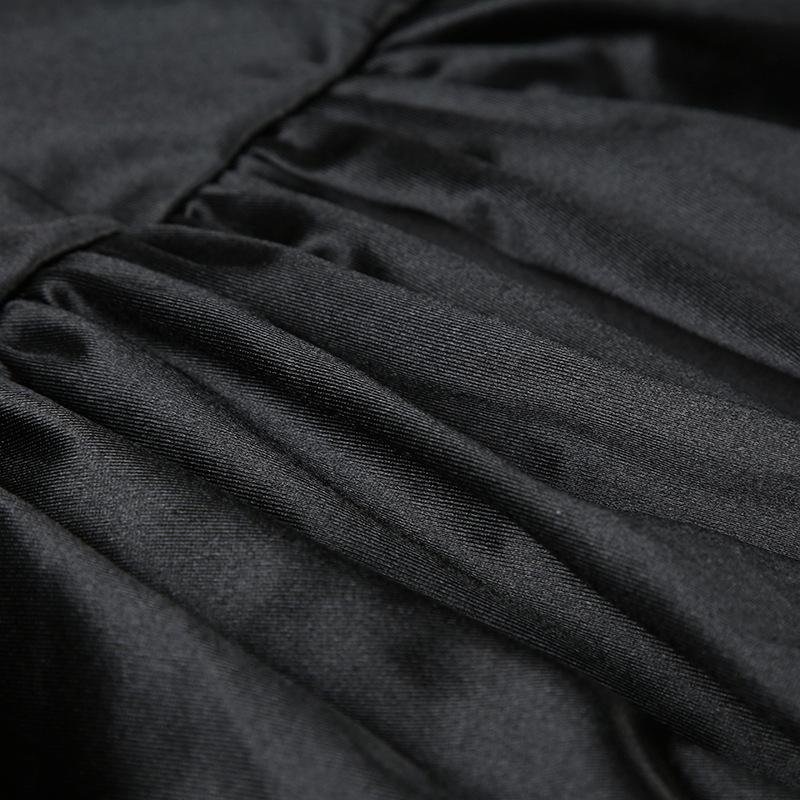 Women's Solid Colour Temperament Slim Lace Splicing V-neck Waist Thin A-line Halter Ballet Skirt