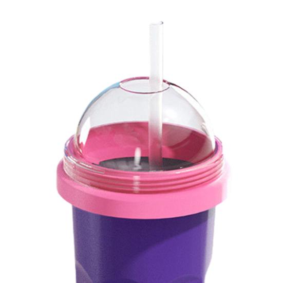 Silicone Slushie Cup with Lids Straws Portable Freezing Smoothie Cup BPA-free Cold Drink Cup for Juices Ice Cream Kids