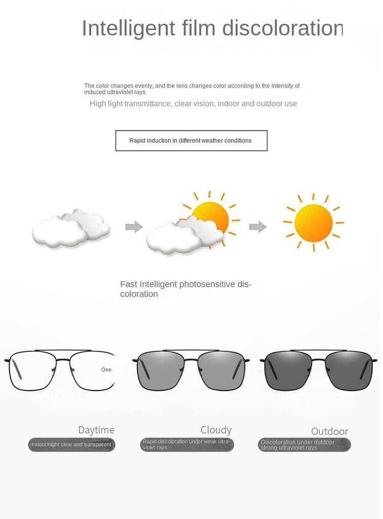 Women Photochromic Anti Radiation Glasses square chameleon Anti Blue Light Eyeglasses For Women Men Metal Frame Outdoor Shades Sunglasses