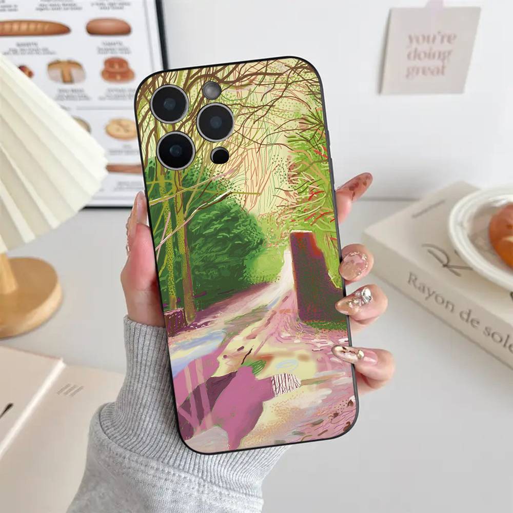 David Hockney Art Phone Case Black Silicone Soft Shell For IPhone 17 16 15 14 13 12 11 Air Pro Max Plus Hot Sale