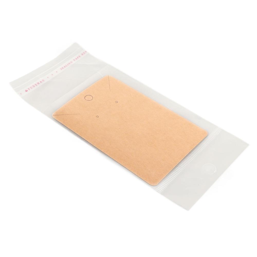 100pcs Kraft Paper Earring Display Cards Transparent Bag Keychain Display Cards  Jewelry Packaging