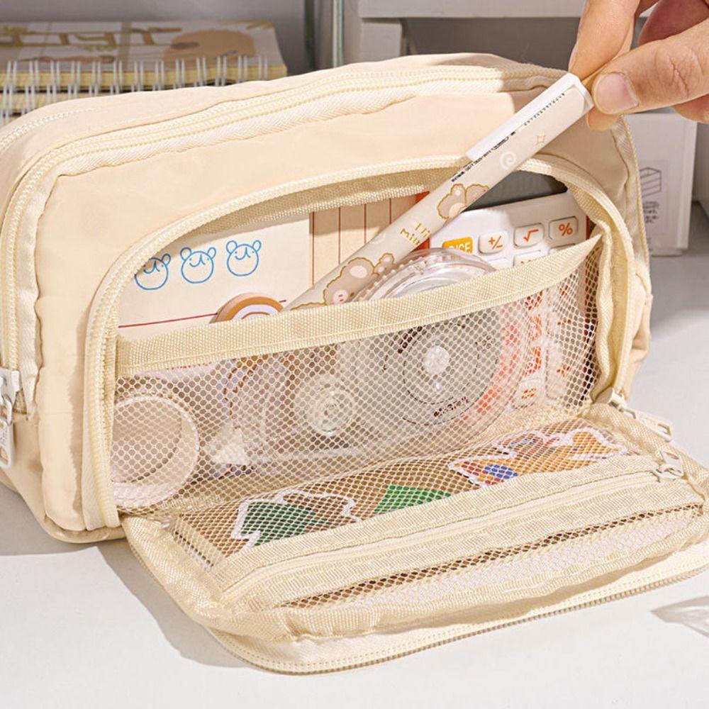 Large-capacity Pencil Bag Multi-purpose Desk Organizer Storage Pouch Stationery Pen Case  Student