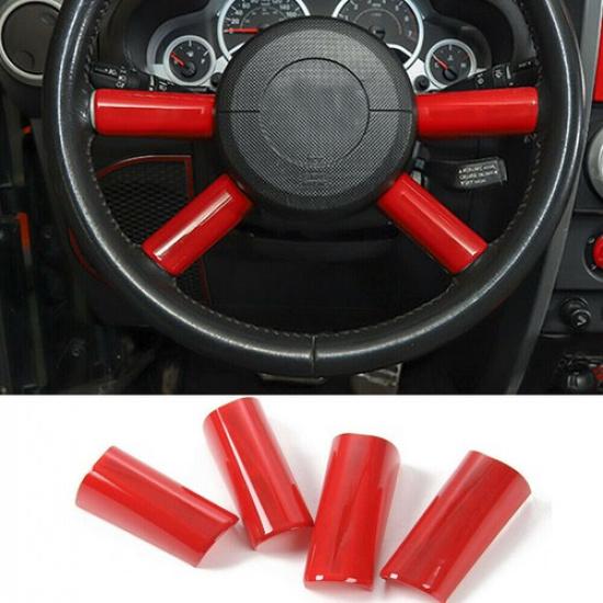 

Car Steering Wheel Cover Trim Decor Ring Red For Jeep Wrangler JK 2007-10 Inner
