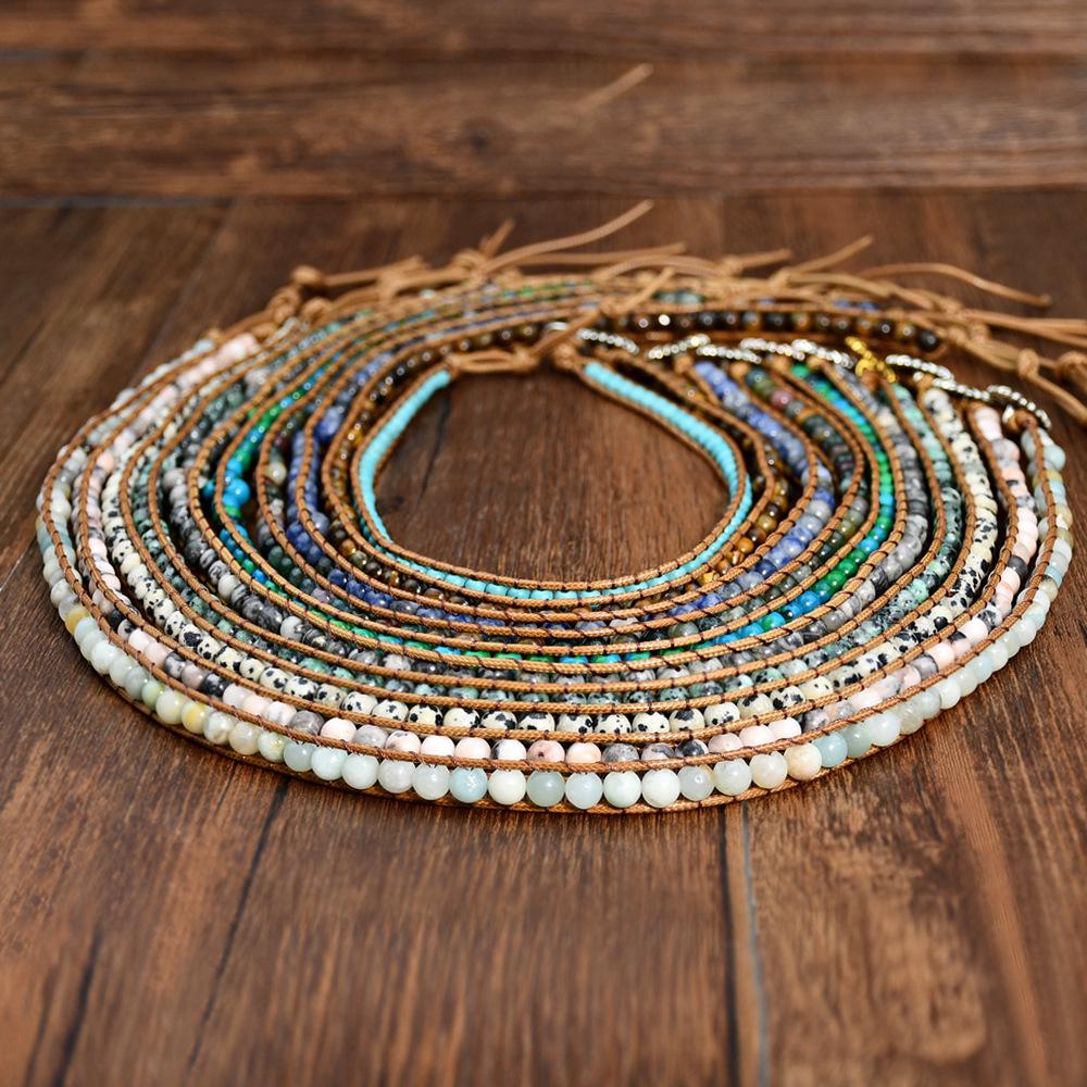 Böhmisches mehrlagiges handgewebtes Tigeraugenstein-Armband für Damen