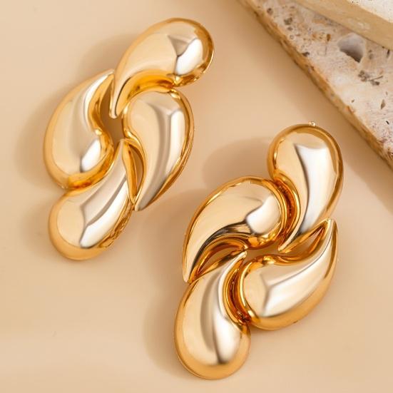 1 Pair Women Stud Earrings Water Drop Geometric Exaggerated Smooth Alloy Lightweight Daily Commute Ear Studs Lady Ear Jewelry