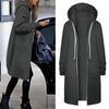 Women's Fashionable Solid Color Long Sleeved Pocket Long Hoodies Zipper Casual Coat Fall Jackets Sweatshirts Clothes