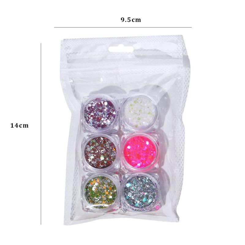 6 culori paiete reflectorizante pentru unghii, cu efect dublu, pudră cu sclipici pentru unghii, paiete, decorare pentru arta unghiilor super strălucitoare