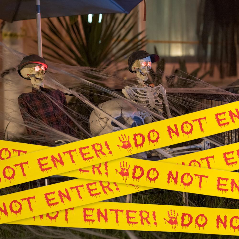 Halloween Decorations Zombie Caution Tape Do Not Enter Yellow Scary Warning Tape Roll Haunted House Halloween Party Decor Props