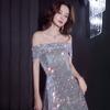 Bankett Abendkleid Kleid Damen 1011 Neu Sommer Pailletten Dinner Temperament Jahrestreffen Gastgeber Ein-Schulter-Kleid