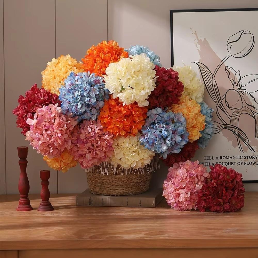 Reusable Hydrangea Artificial Flowers Bouquet Realistic Look Faux Flower Silk Flower  Home Ornament
