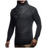Men's Knitted Pullover Sweater with High Neck Buttoned Collar Textured Pattern Long Sleeve Casual Fit Winter Warm Jumper